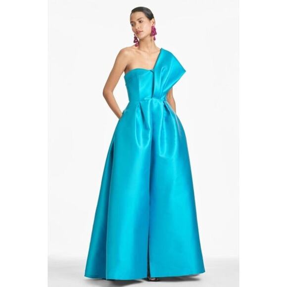 SACHIN + BABI “Clarissa” One-Shoulder Gown in Aqua – Size 0 NWT - Picture 1 of 9